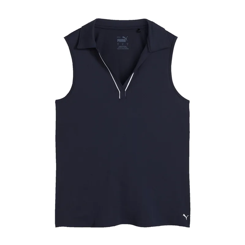 Puma Women's CLOUDSPUN Piped Golf Polo - Deep Navy