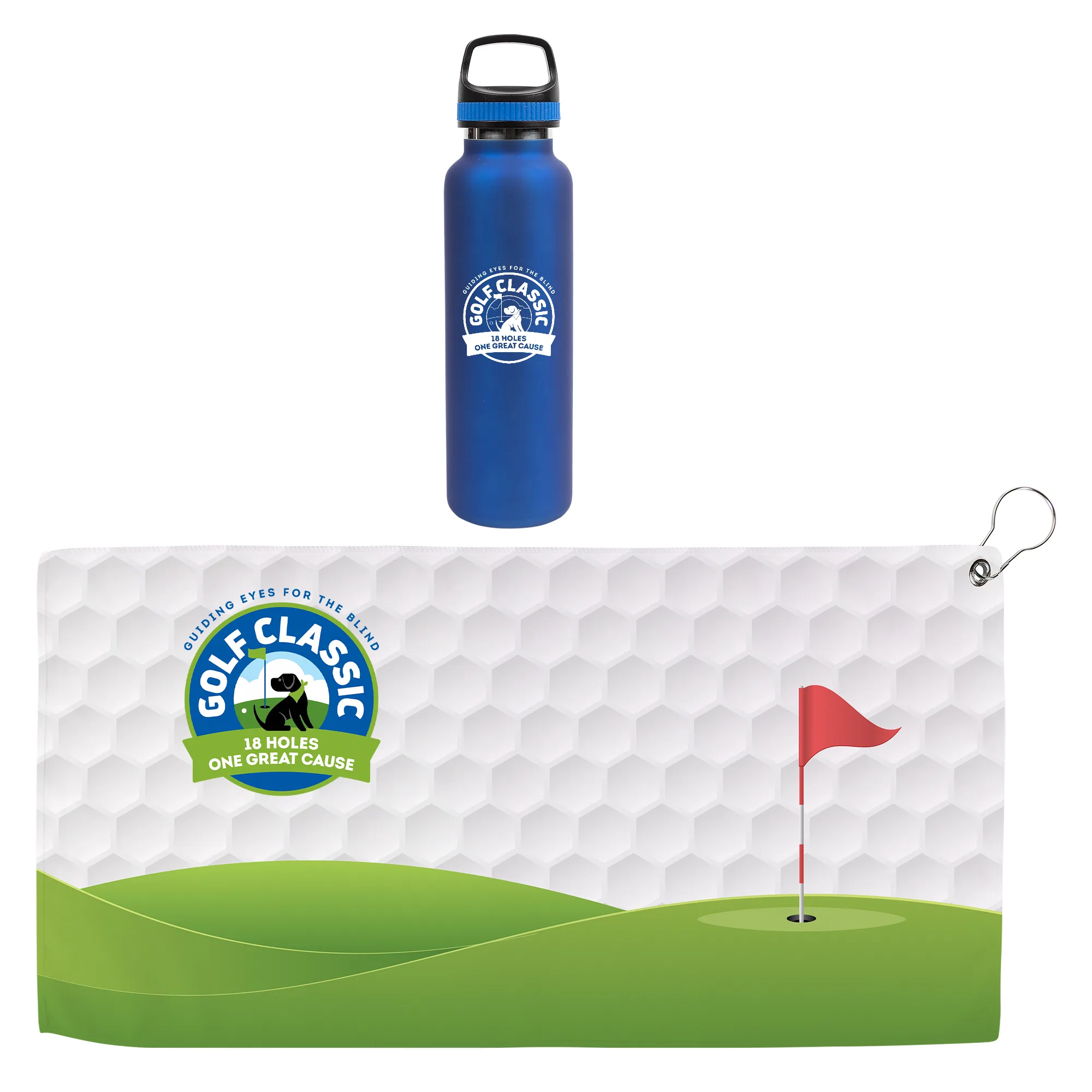 Hole in One 20 Oz. Satin Stainless Steel Insulated Bottle & Golf Towel Gift Set