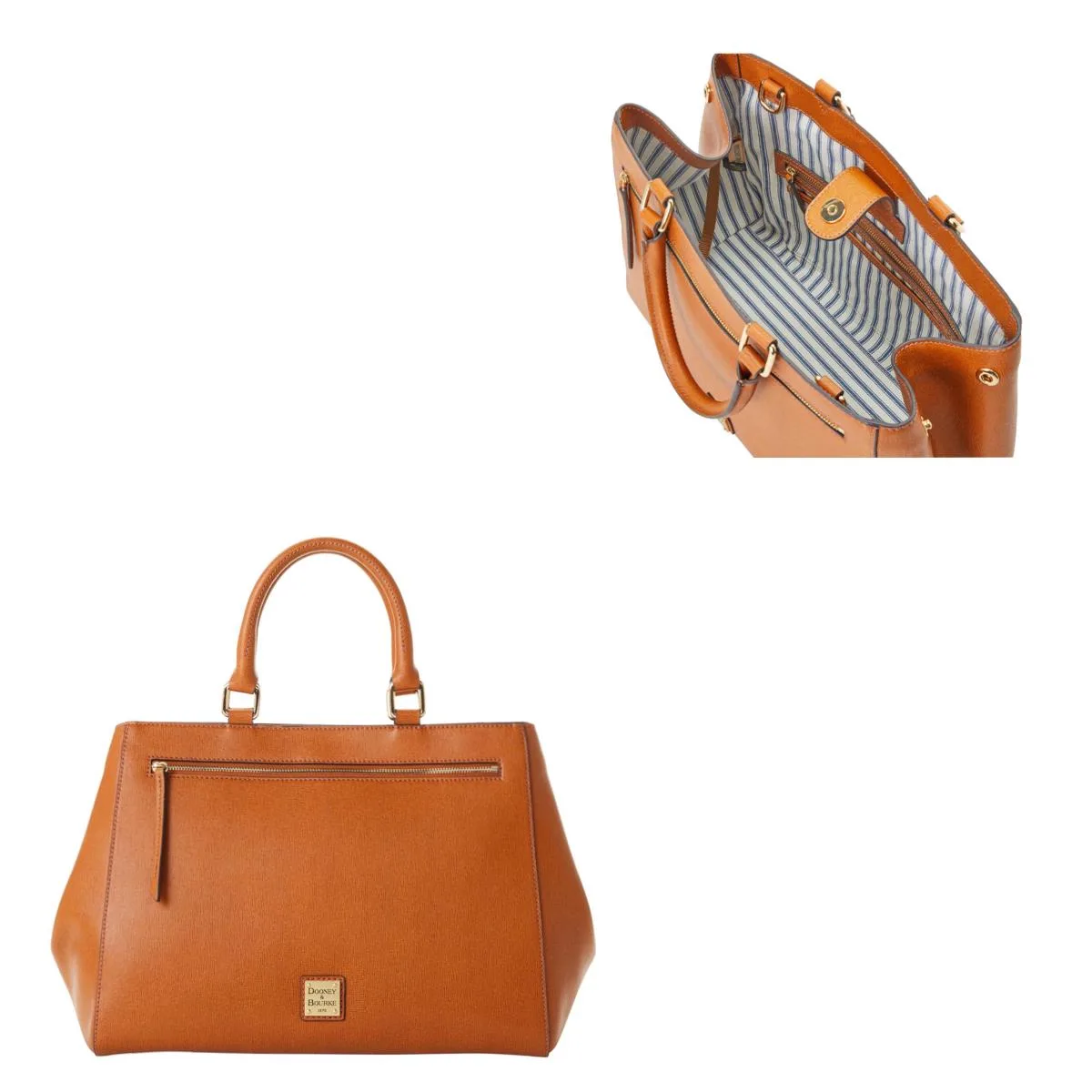 Dooney & Bourke Natural Saffiano Zip Satchel