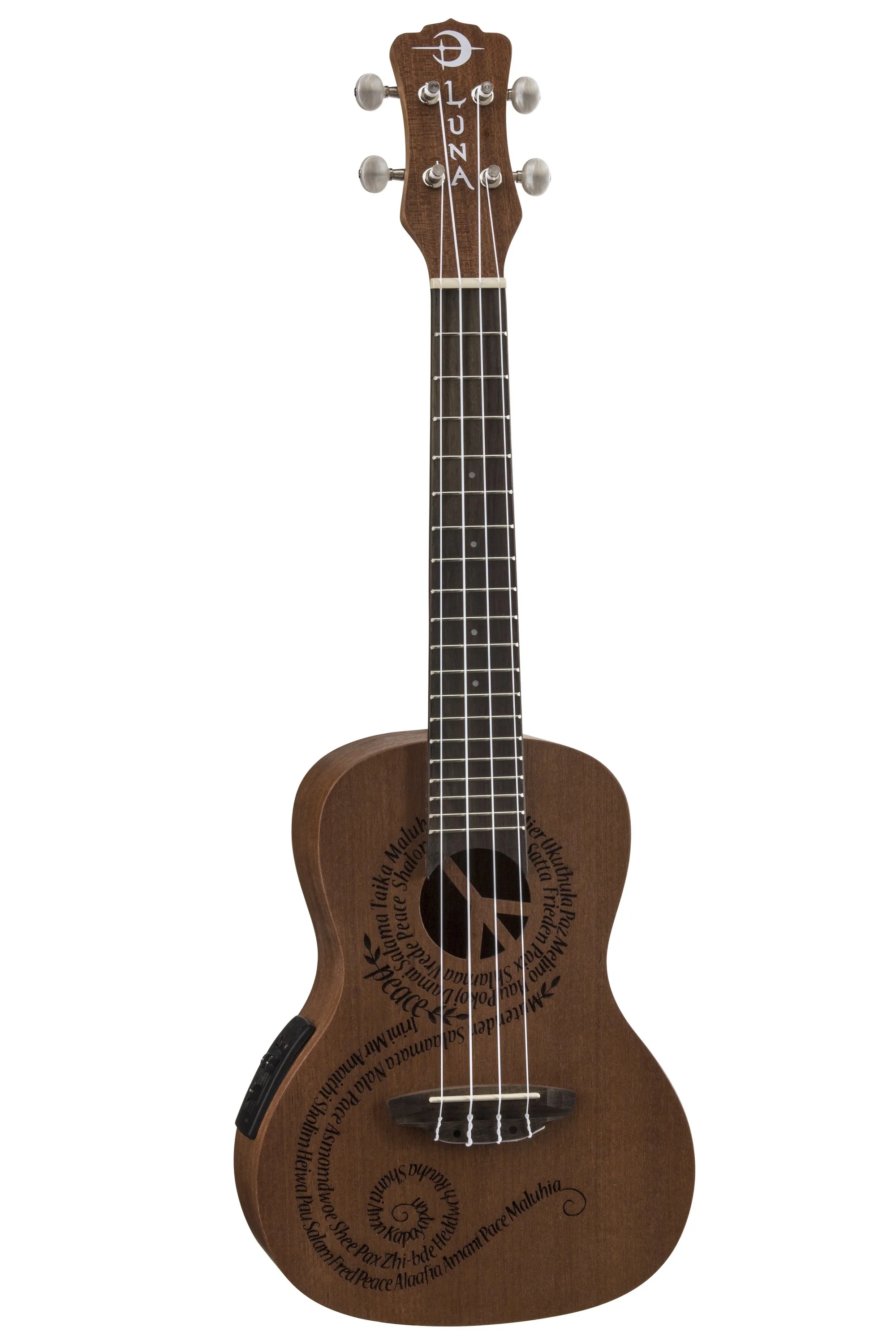 Luna Maluhia Peace Concert Acoustic Electric Ukulele w/Gigbag