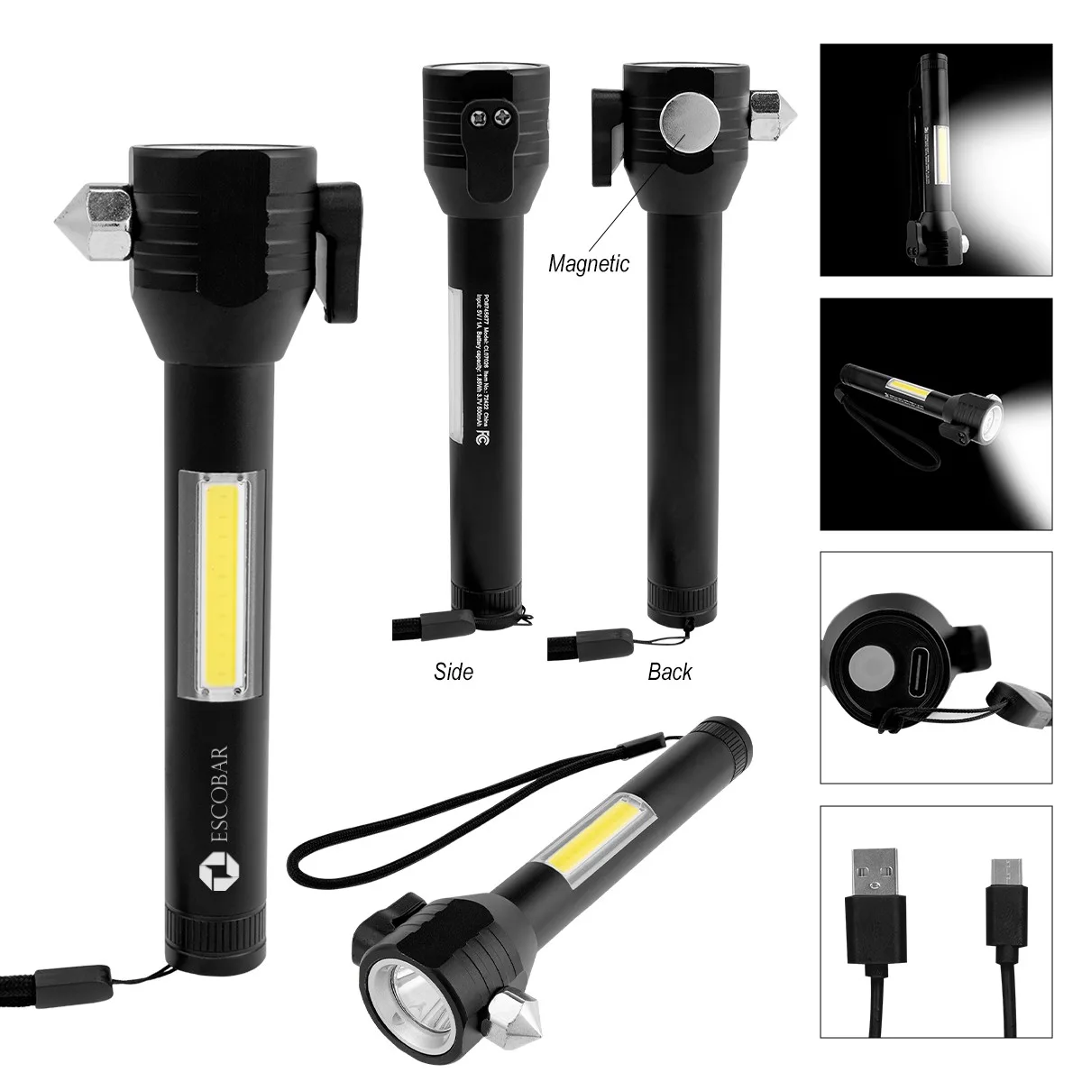 Safety Tool With Rechargeable Cob Flashlight 2.0 view 2