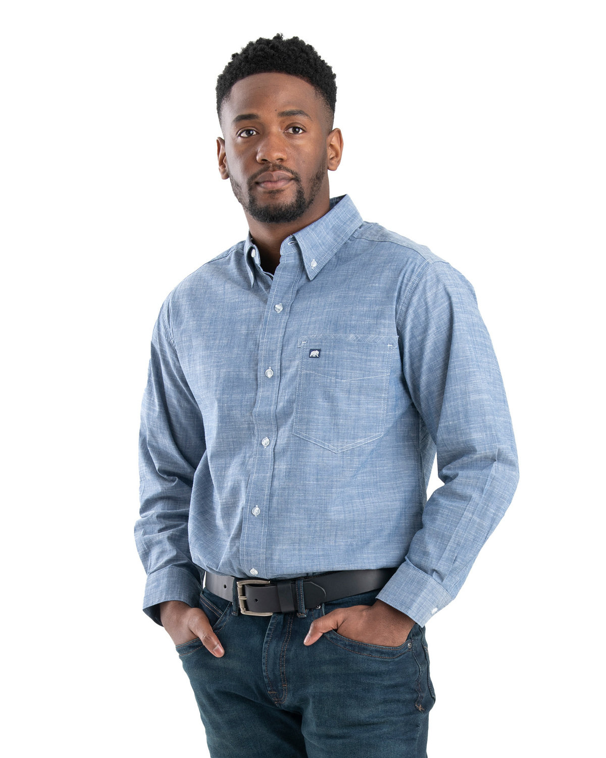 Berne Apparel Men's Foreman Flex180 Chambray Button-Down Woven Shirt