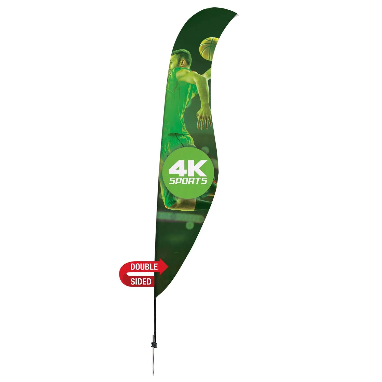 17' Streamline Sabre Sail Sign Flag, 2-Sided, Ground Spike