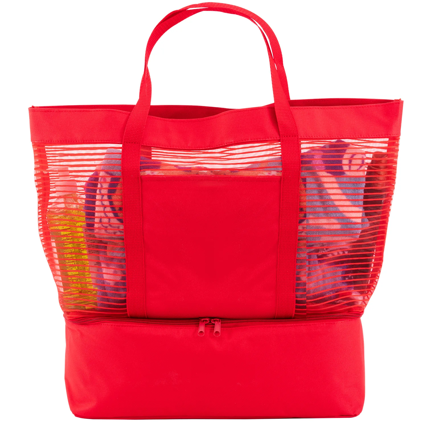 2" 1 Striped Mesh Beach Bag Cooler view 5