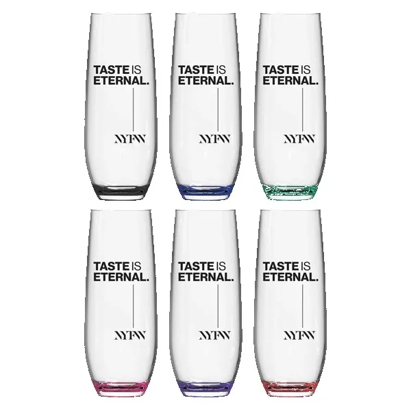 Jubilee 9oz Stemless Champagne Flute Glass with Color Bottom