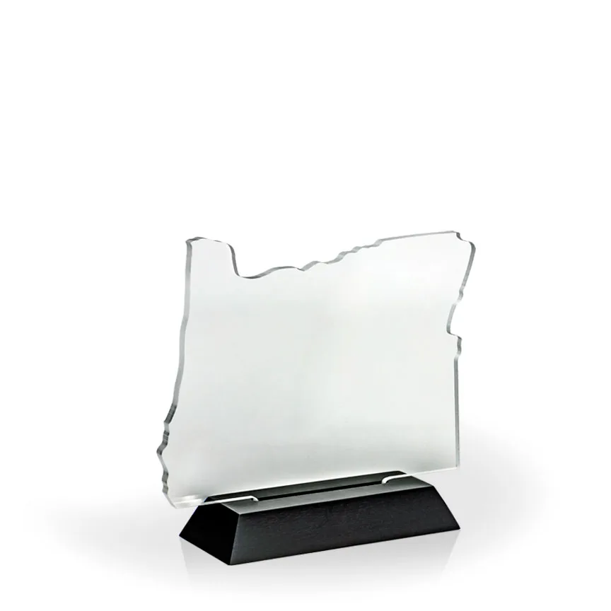 Oregon Award with Black Wood Base - Engraved view 2