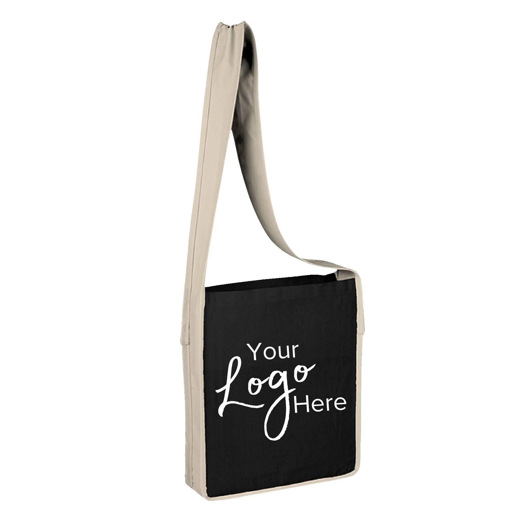 Sling Tote Bag w/Natural Handles & 3" Gusset (12"x15"x3")
