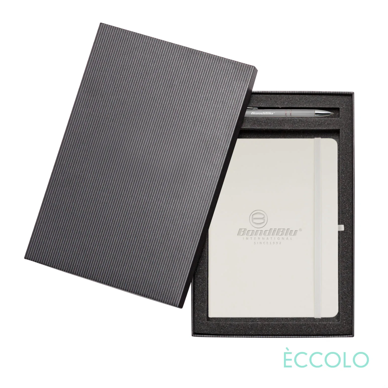 Journal & Clicker Gift Set, White/Silver