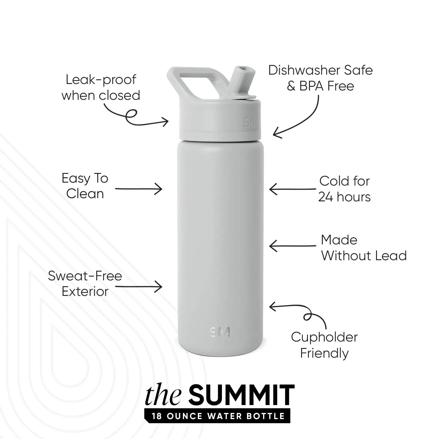 18 oz Simple Modern® Stainless Steel Double-Walled Insulated Summit Water Bottle with Straw Lid view 3
