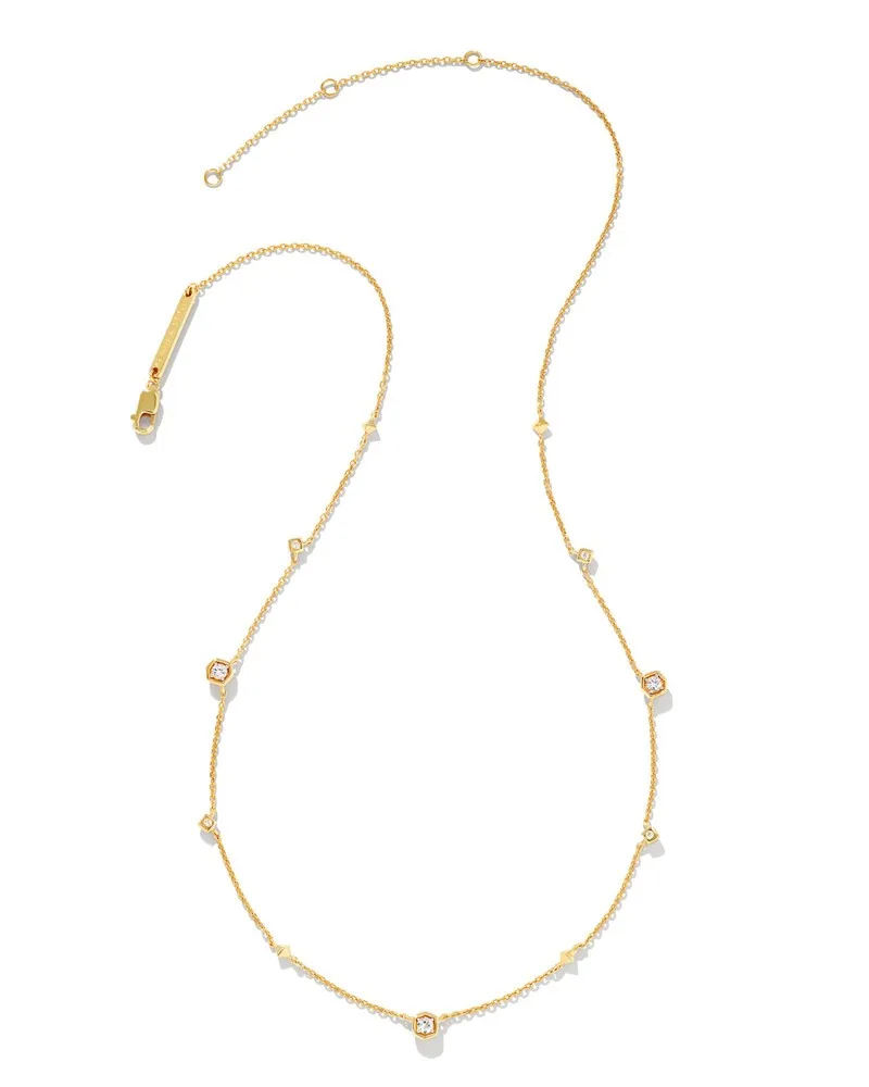 Kendra Scott Davie 18K Gold Vermeil Trio Strand Necklace in White Sapphire