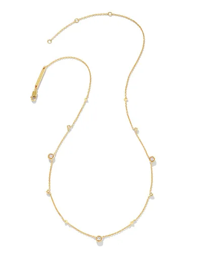 Kendra Scott Davie 18K Gold Vermeil Trio Strand Necklace in White Sapphire