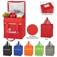 Non-woven Wave Design Kooler Lunch Bag — Black