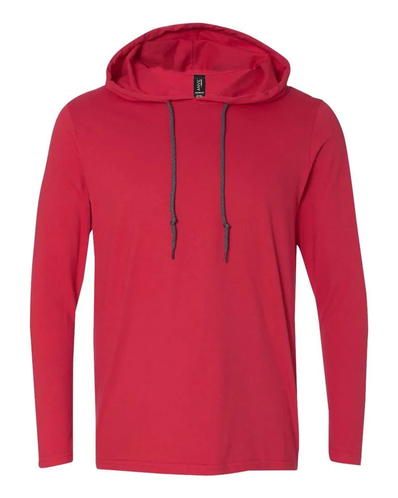 Gildan® Softstyle® Lightweight Long Sleeve Hooded T-Shirt view 3