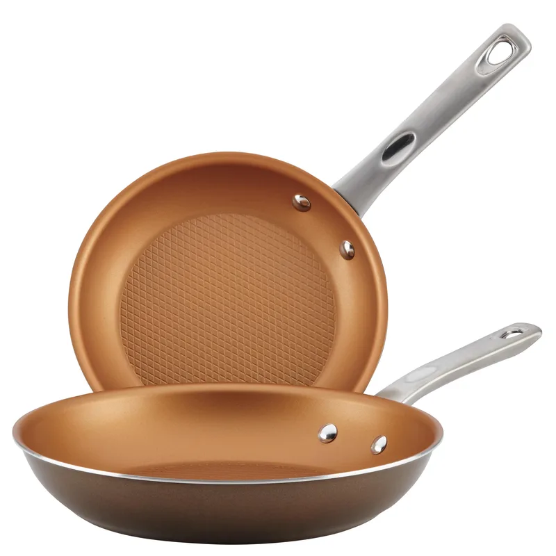 Ayesha Curry Home Collection 11.5" & 9.25" Aluminum Brown Sugar Twin Pack Skillets