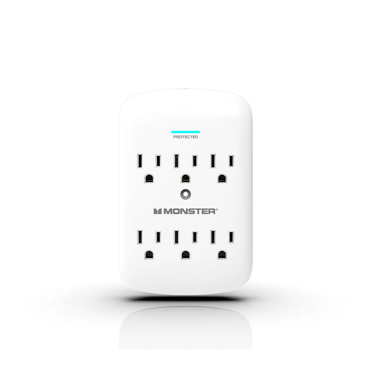 Monster Wall Plug In Surge Protector 6 Outlet - White