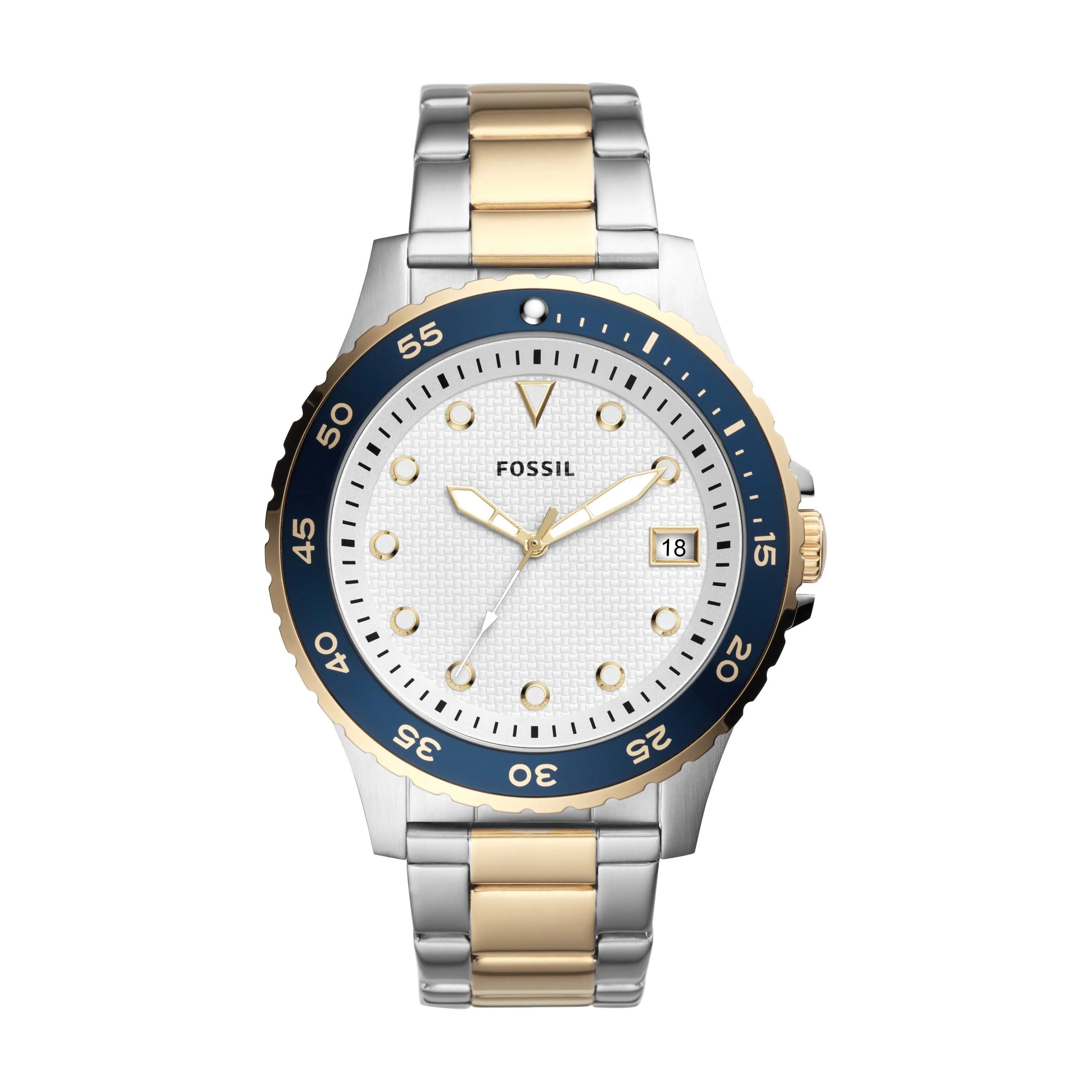 Fossil Mens Classic Sport 2-Tone Stainless Steel Watch Silver Dial