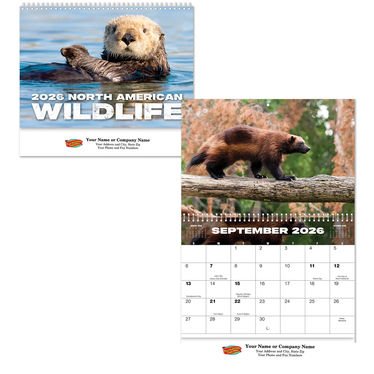 Full Color Wildlife Spiral Wall Calendar view 2