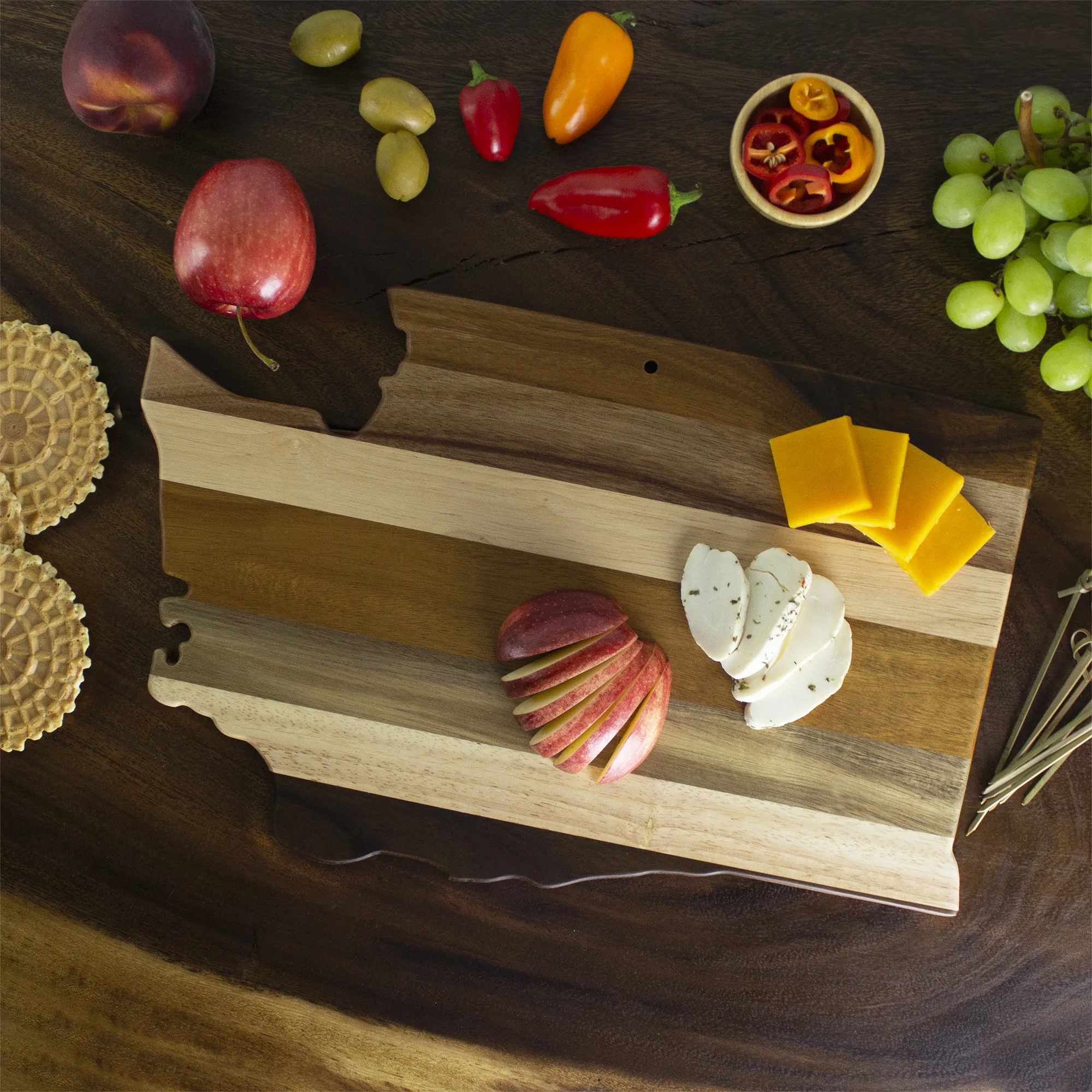Rock & Branch® Shiplap Series Washington State Shaped Wood Serving & Cutting Board view 2