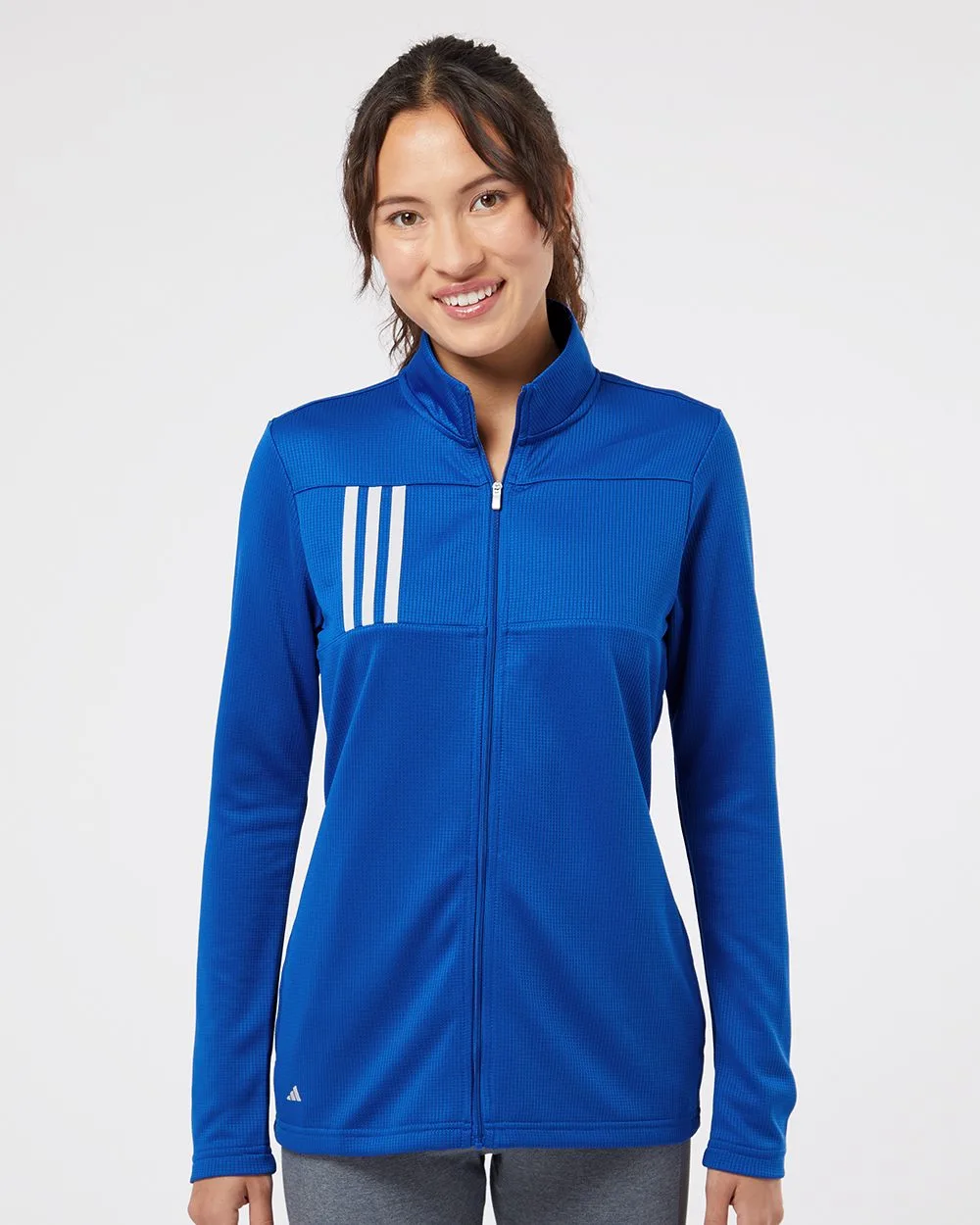 Adidas® Women's 3-Stripes Double Knit Full-Zip Pullover Shirt view 2