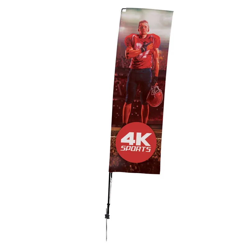 10' Streamline Rectangle Sail Sign Flag, 1-Sided, Spike