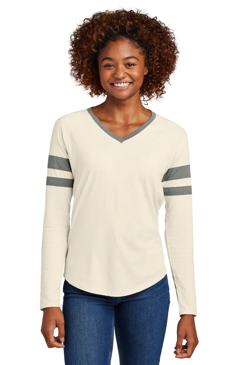 Sport-Tek® Women's Halftime Stripe Long Sleeve V-Neck Tee