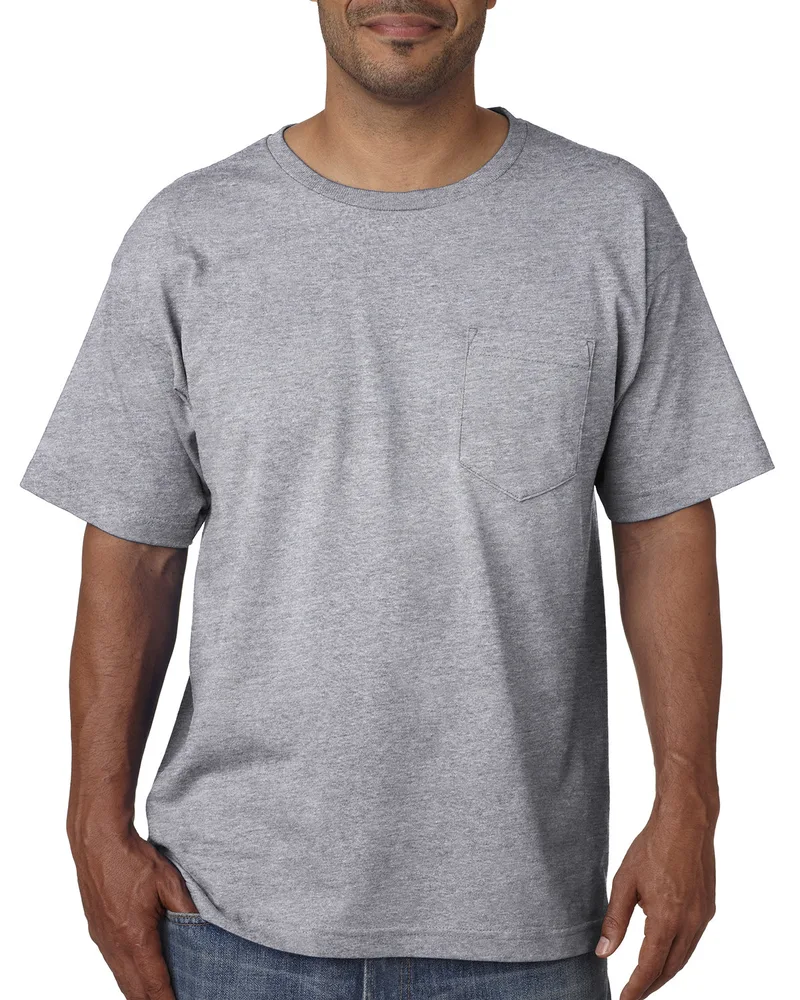 BAYSIDE Unisex USA Made Midweight Pocket T-Shirt view 3