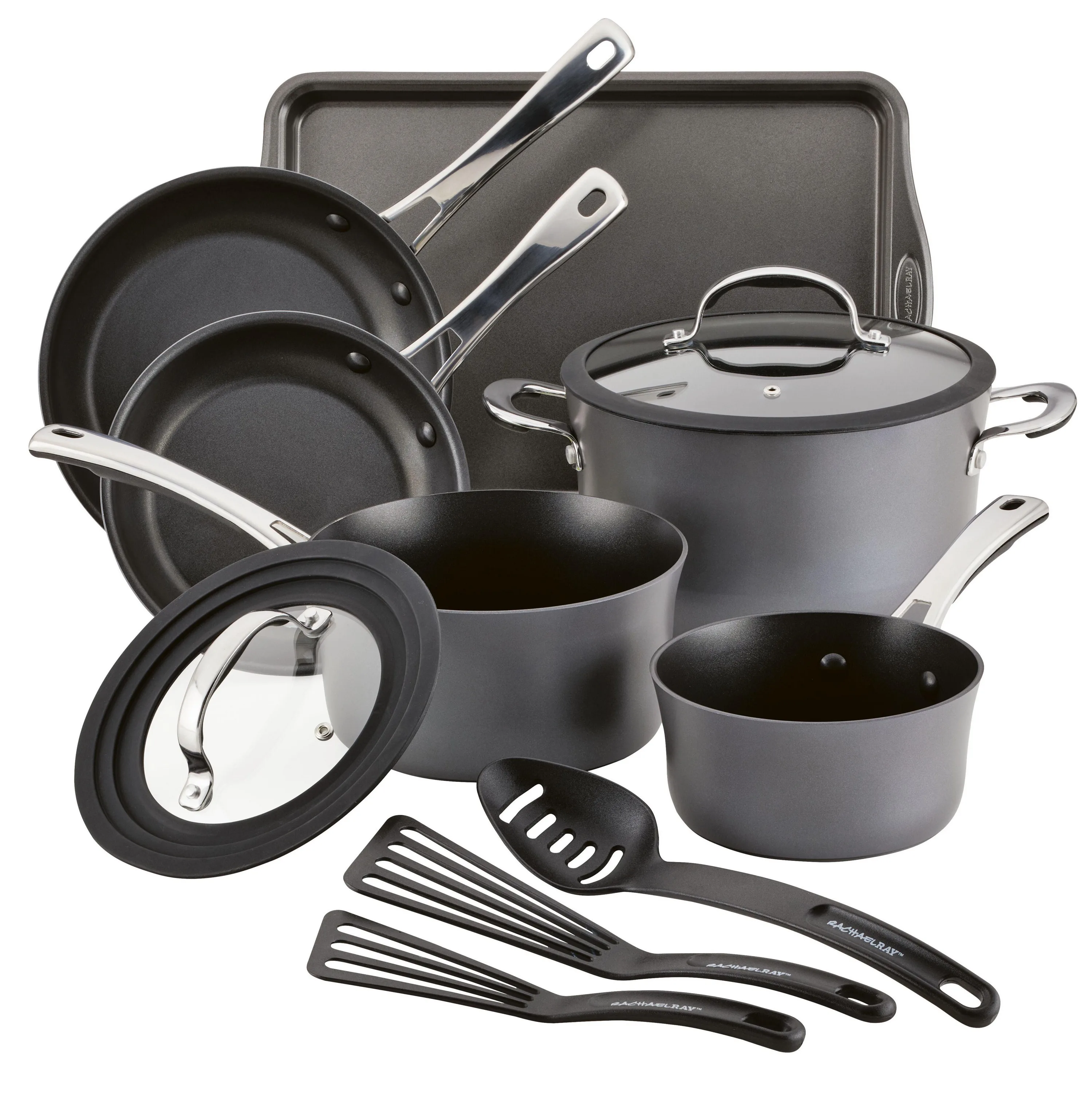 Rachael Ray Cook + Create 11Pc Hard Anodized Nonstick Cookware Set Black