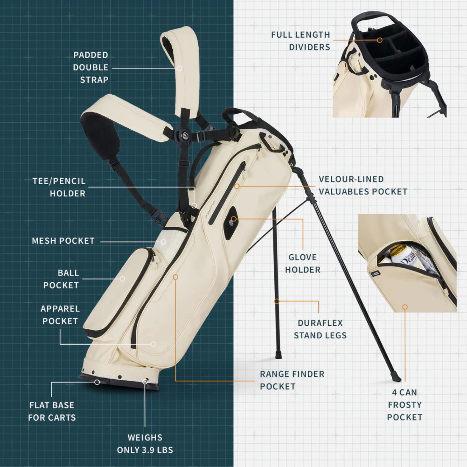 Sunday Golf® El Camino XL S-Class Vegan Leather Golf Bag view 4