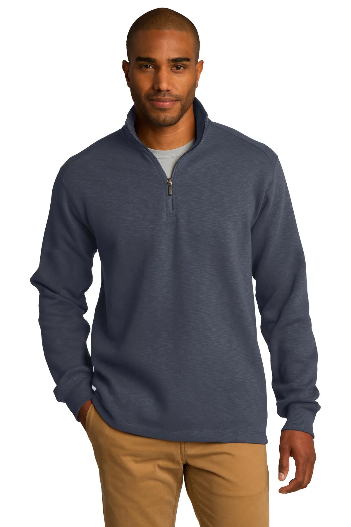 Port Authority® Slub Fleece 1/4-Zip Pullover. view 2