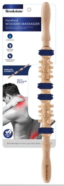 Health, Beauty & Fitness Brookstone Hand Held Wooden Massager