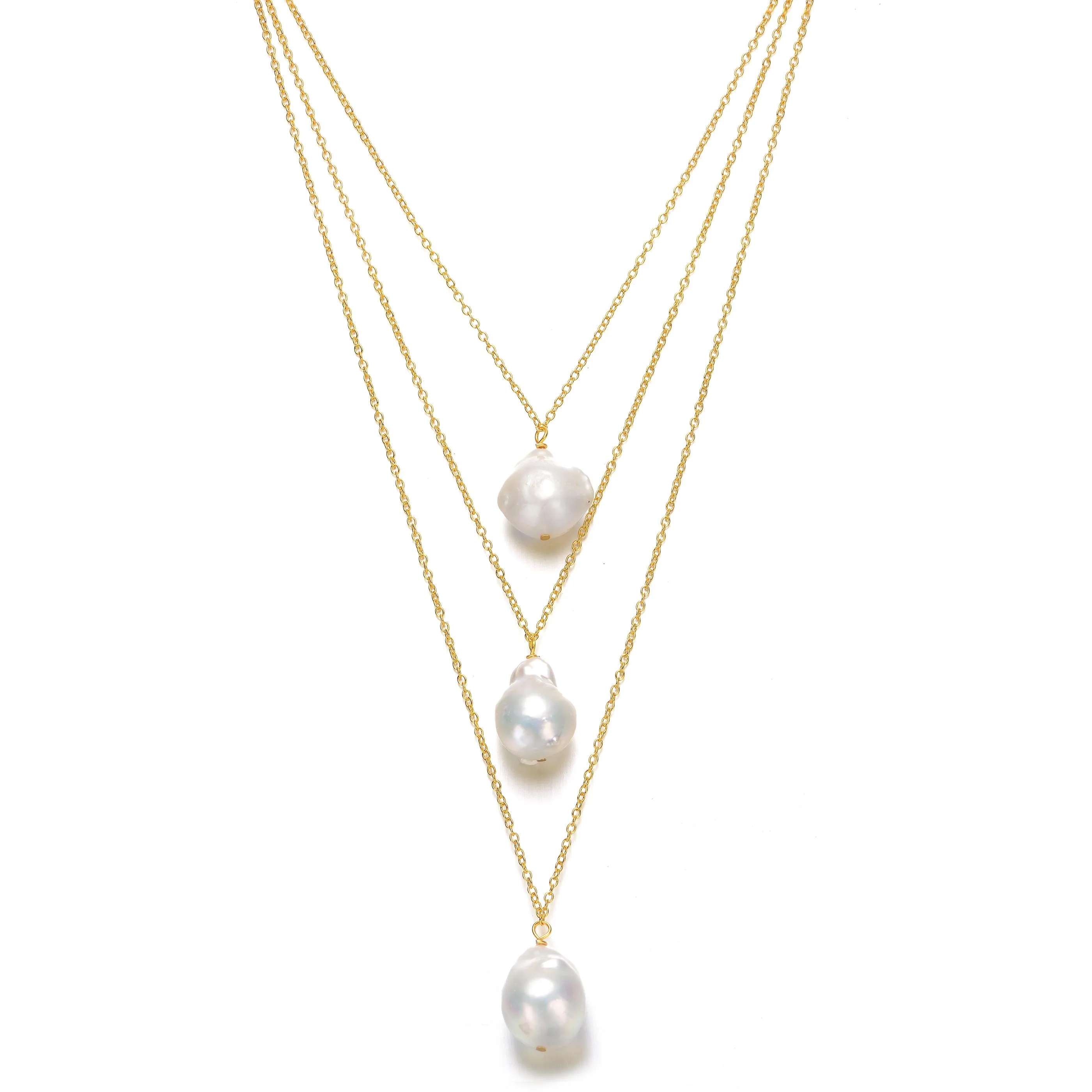 GENEVIVE Delphine Pearl Layered Necklace Size 16"