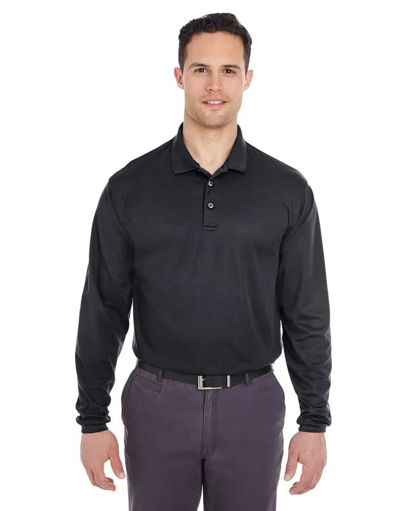 ULTRACLUB Adult Cool & Dry Long-Sleeve Mesh Piqué Polo
