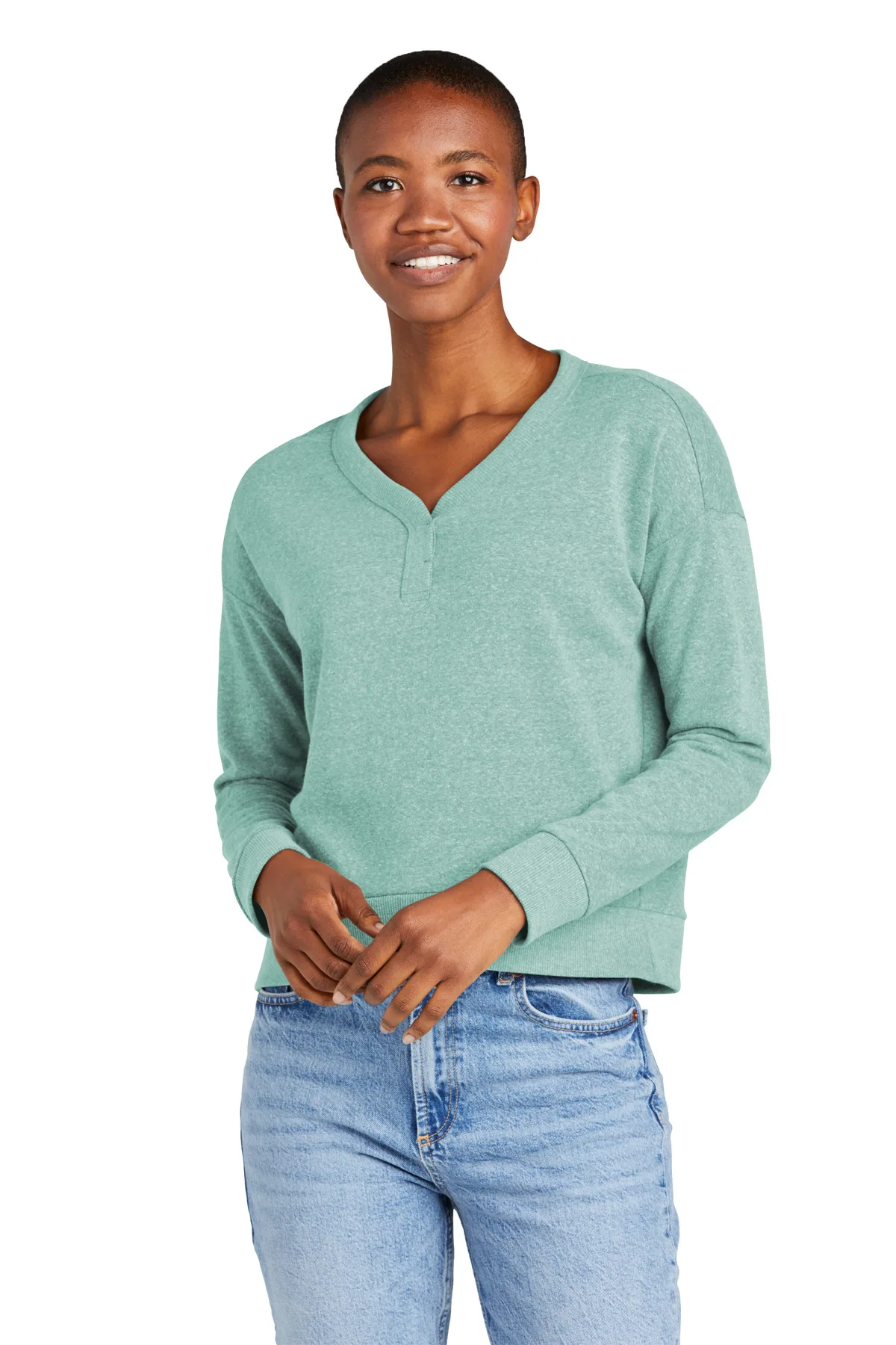 District® Women's Perfect Tri® Fleece V-Neck Sweatshirt view 4