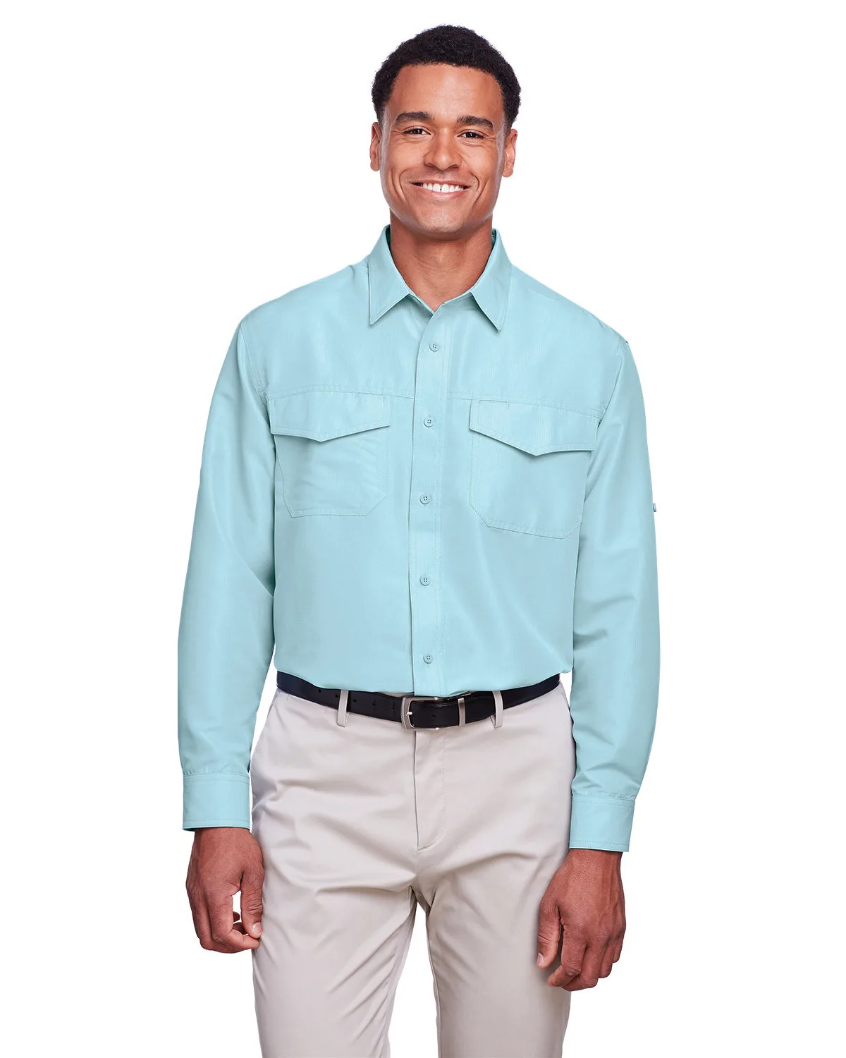 Harriton Men's Key West Long-Sleeve Performance Staff Shirt view 2