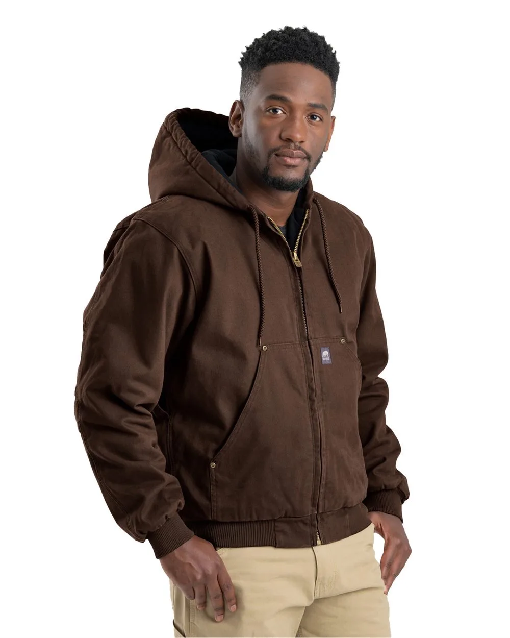 Berne® Apparel Men's Heartland Washed Cotton Duck Hooded Jacket view 2