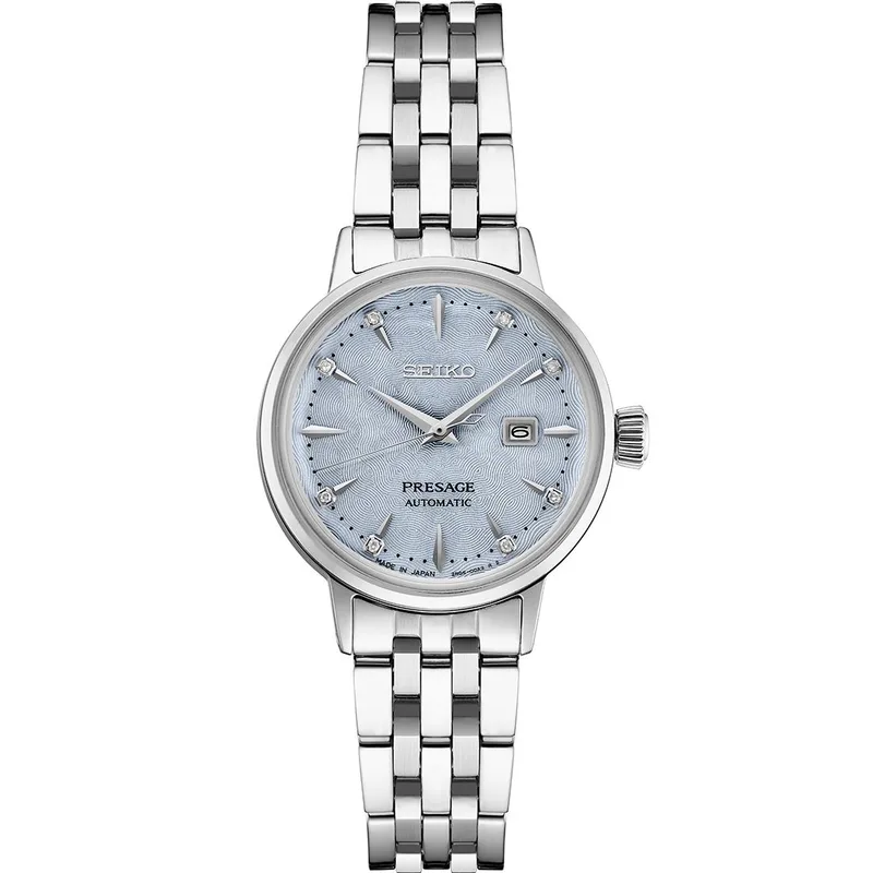 Seiko Watch Presage Ss Automatic Light Blue Dial W/ Diamond Markers