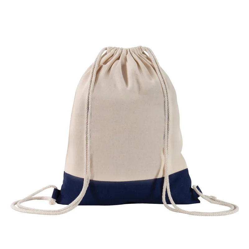 Two Tone Natural Drawstring Backpack view 2
