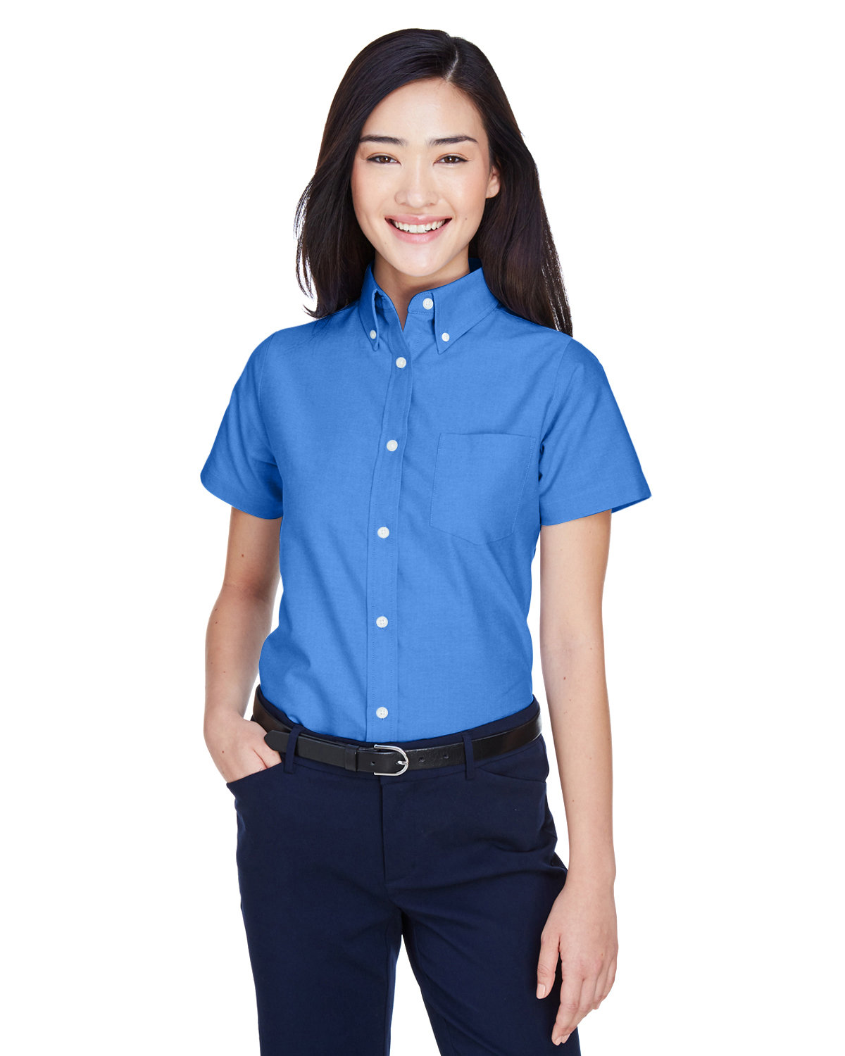 ULTRACLUB Ladies' Classic Wrinkle-Resistant Short-Sleeve Oxford
