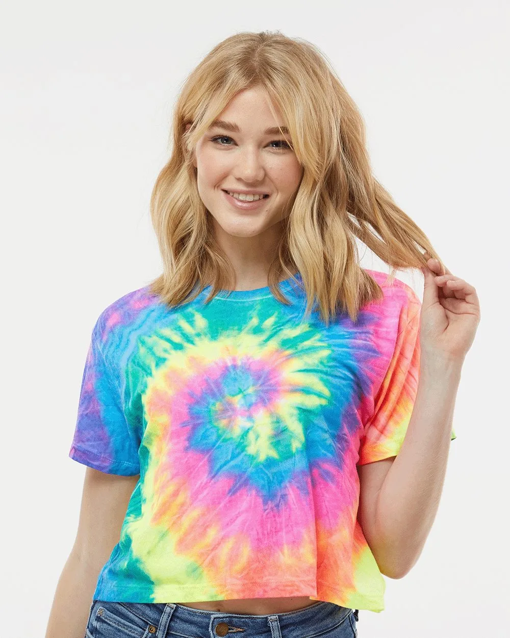 COLORTONE® Women's Tie-Dyed Short Sleeve Cropped T-Shirt view 2