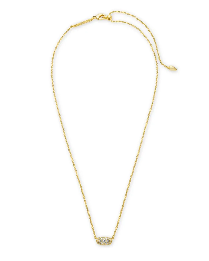 Kendra Scott Grayson Gold Pendant Necklace in White Crystal