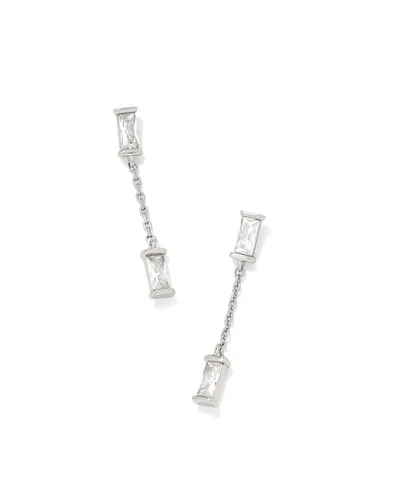 Kendra Scott Juliette Silver Drop Earrings in White Crystal