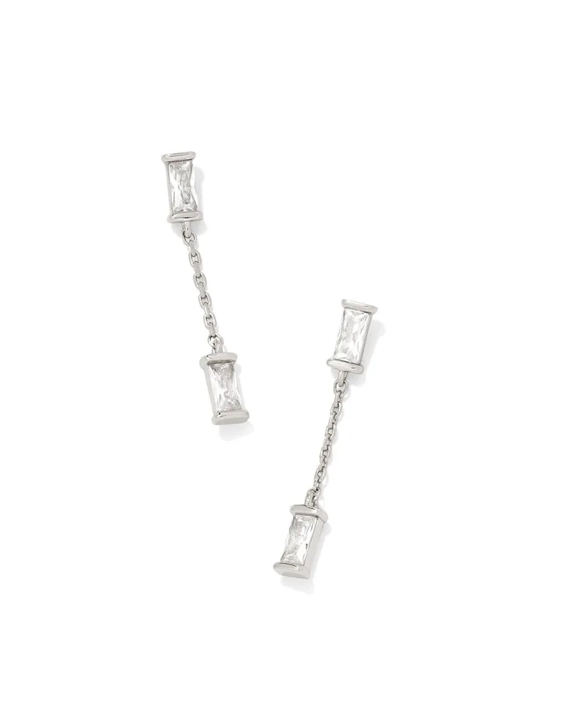 Kendra Scott Juliette Silver Drop Earrings in White Crystal