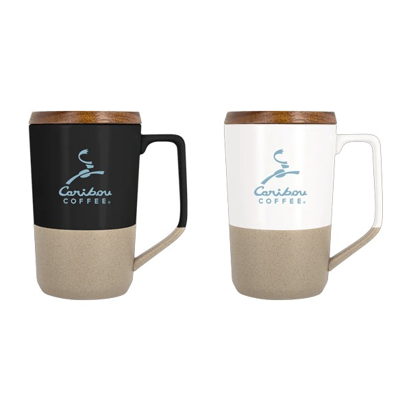 Rochester 15oz Two-Tone Ceramic Mug w/Wood Lid