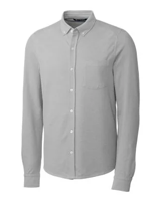 Cutter & Buck Advantage Tri-Blend Pique Long Sleeve Knitted Mens Button Down view 3