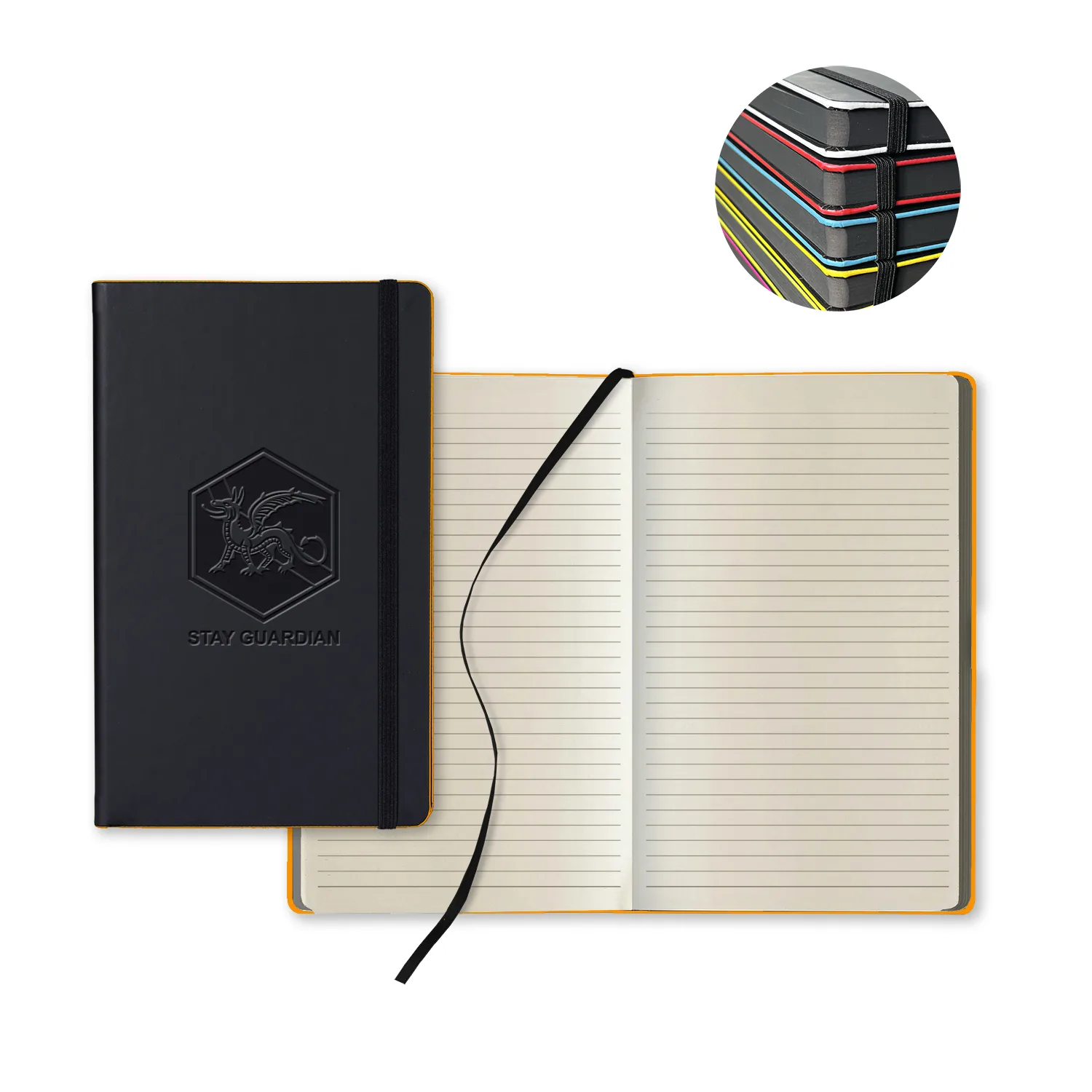 Castelli Black Laser Medio Lined Ivory Page Journal view 4