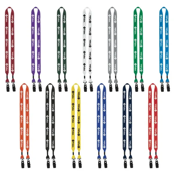 3/4" 2-Ended Polyester Lanyard with Metal Crimp & Metal Bulldog Clip view 2