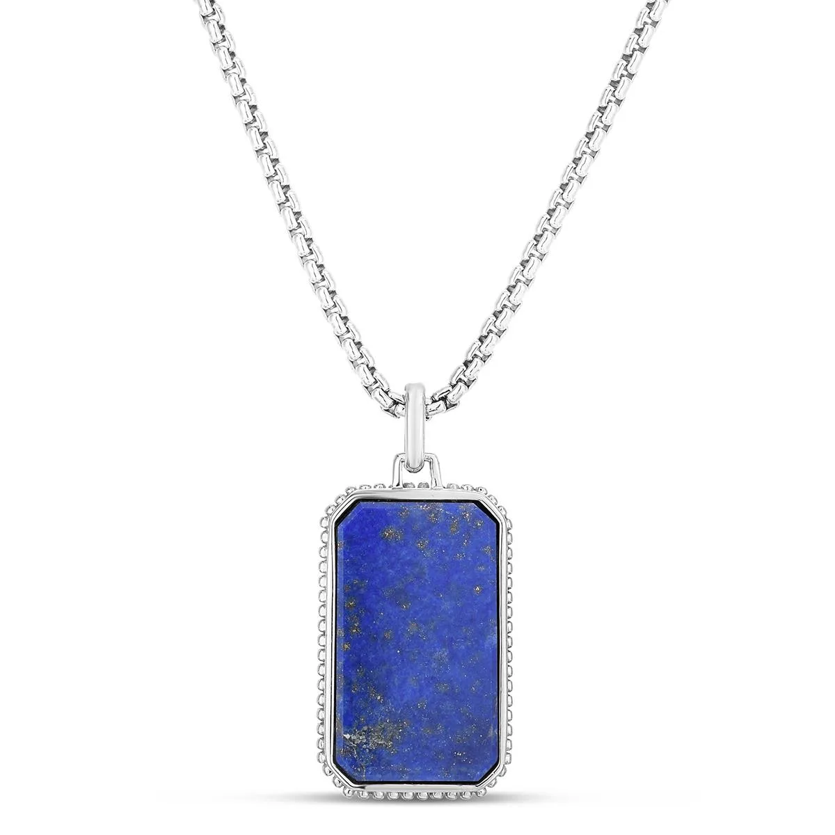 Jilco Inc Sterling Silver And Lapis Tag Necklace