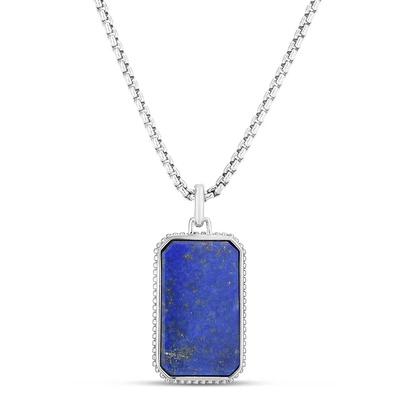 Jilco Inc Sterling Silver And Lapis Tag Necklace