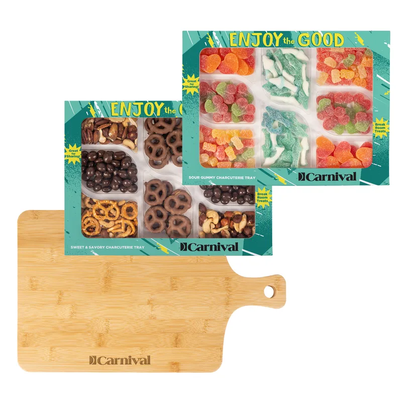 Sour Gummy & Sweet & Savory Charcuterie Trays with Bamboo Board