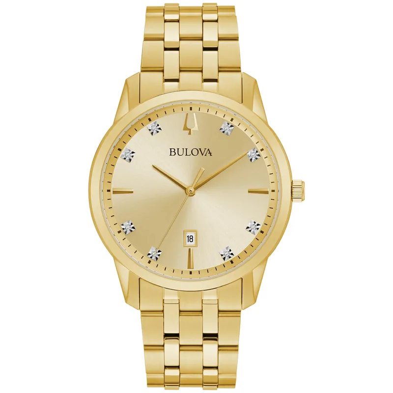 Bulova Watches Men's Sutton Gold-Tone Classic Bracelet Watch